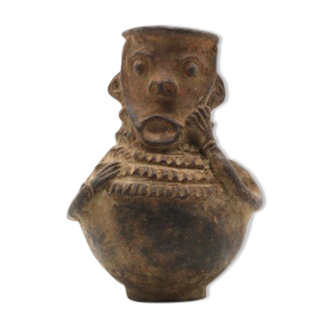 Mangbetu pottery container with hermaphrodite ancestor