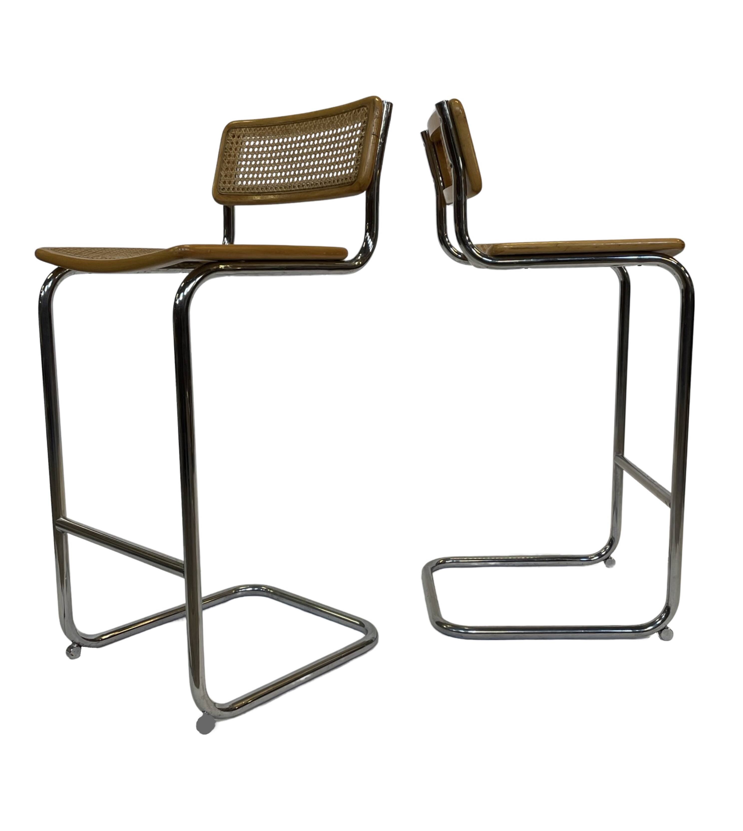 Vintage Cesca Design Bar Stools 80's design in chrome set of four