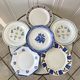 Set of 6 flat plates mismatched Digoin Sarreguemines