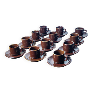 Lot de 6 tasses et soucoupes - bistrot