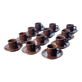Lot de 6 Tasses et soucoupes de bistrot Porcelaine Apilco Deshoulières