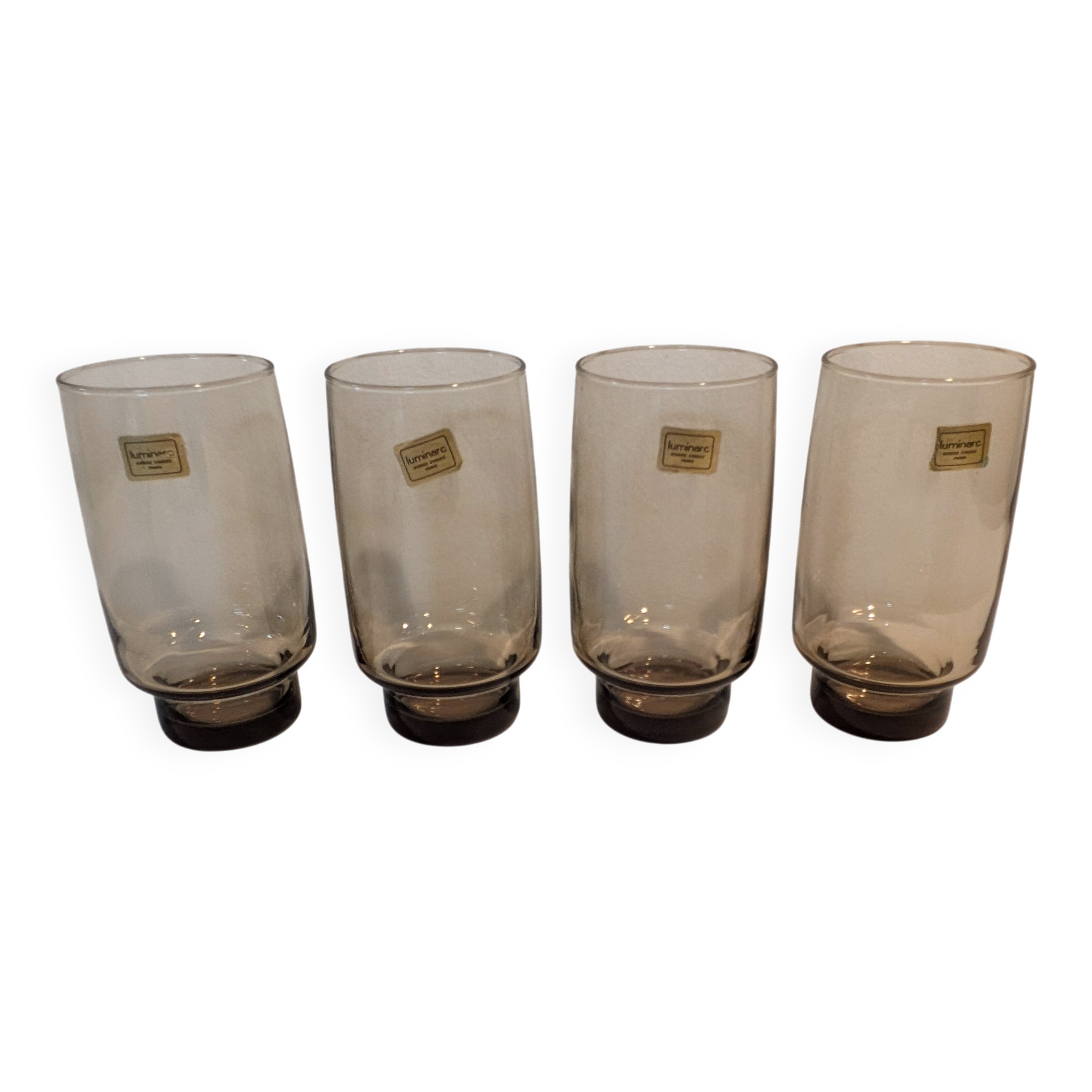 Set of 4 Luminarc vintage smoked glasses with black stems – Verrerie d’Arques Fran