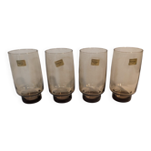 Set of 4 Luminarc vintage smoked glasses with black stems – Verrerie d’Arques Fran