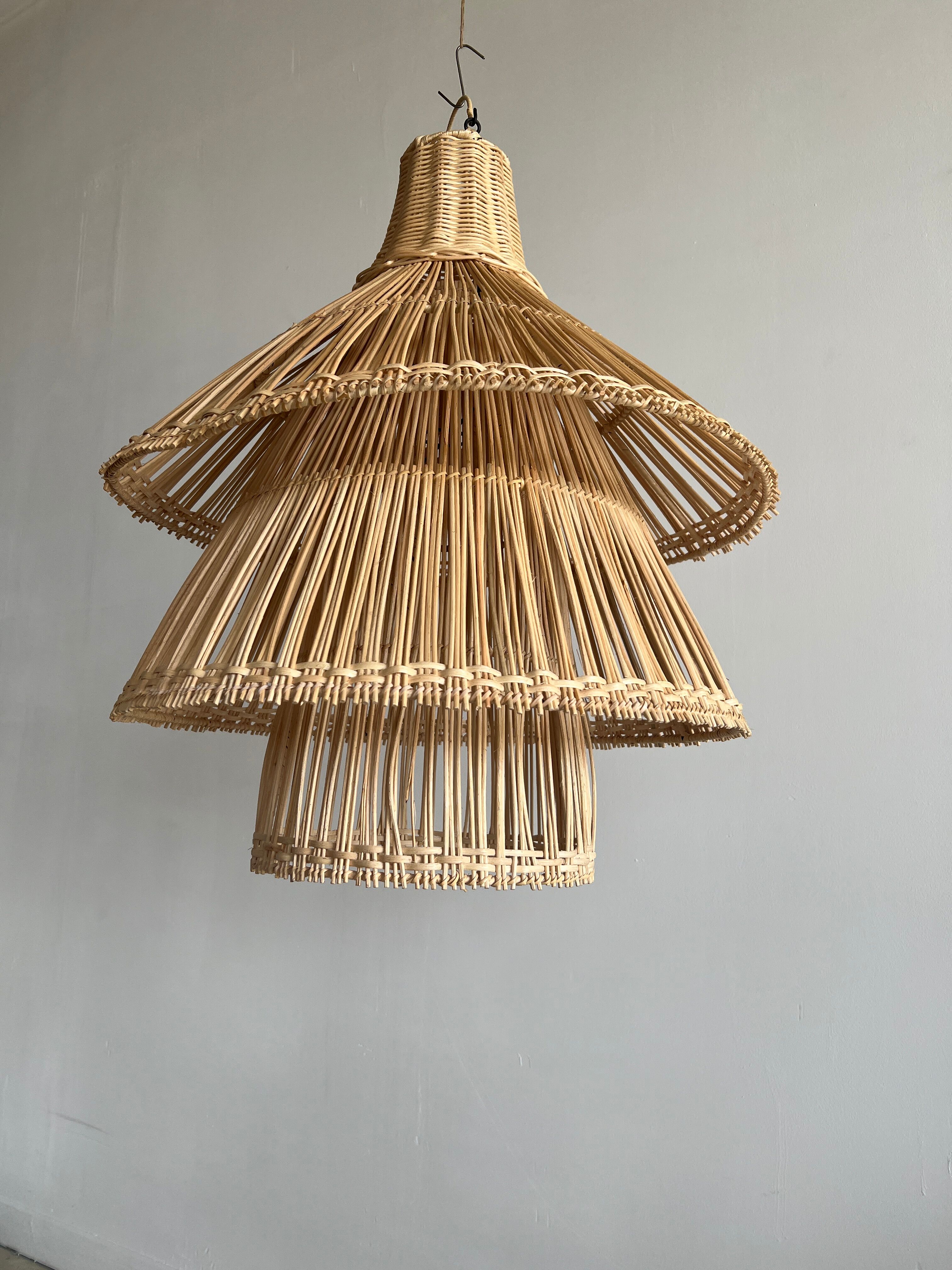 Rattan pendant lamp or light in the shape of an Asian lantern