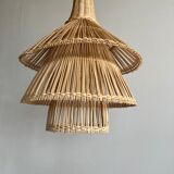 Rattan pendant lamp or light in the shape of an Asian lantern