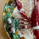 Vintage wall plate in ceramic majolica – Lobster decor in r