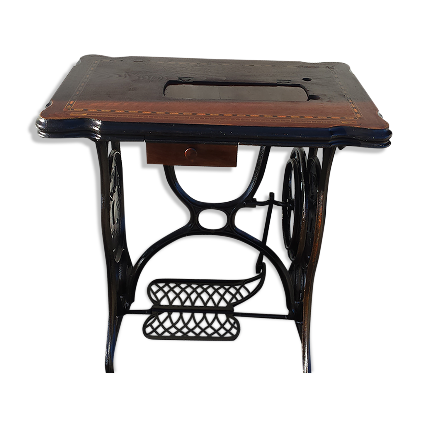 standing console of an old sewing machine