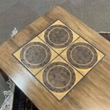English coffee table in rosewood with tiled section from the 1970s.