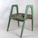 Lot de 2 tabourets verts à fleurs vintage