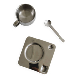 Designer stainless steel cups with tray and spoon