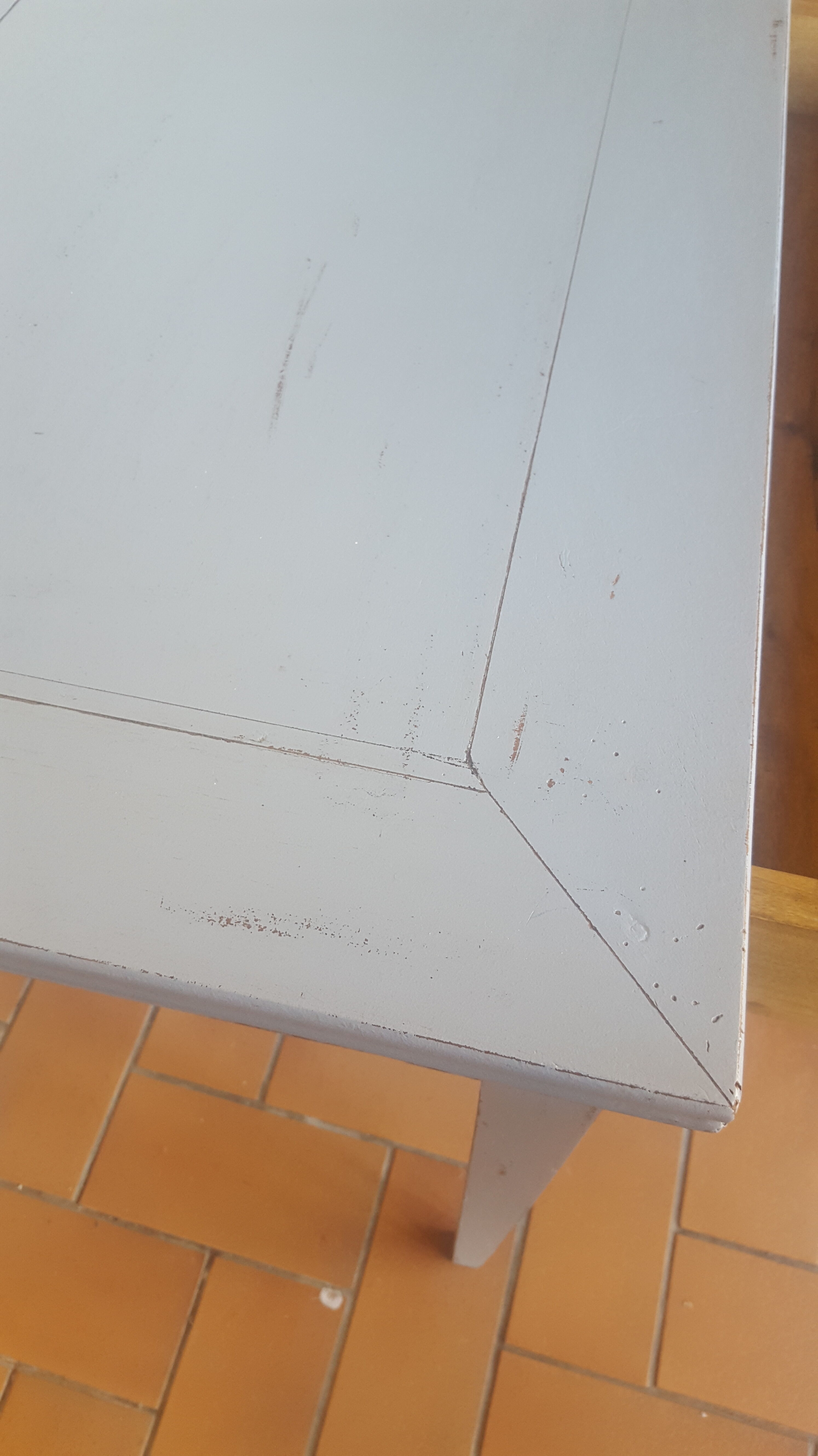 Small sky blue patina farm table