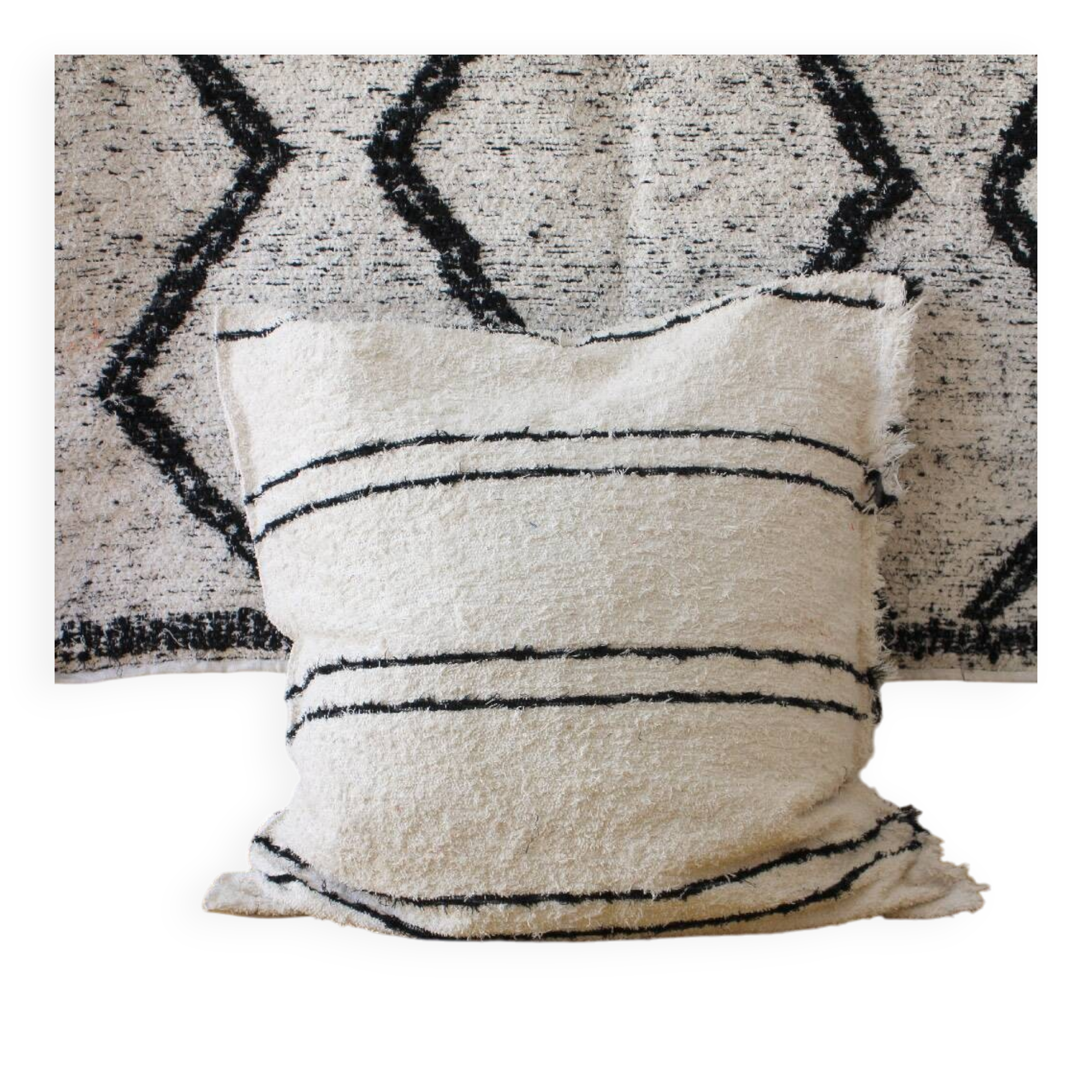 Housse de pouf artisanal en coton recyclé tissé main