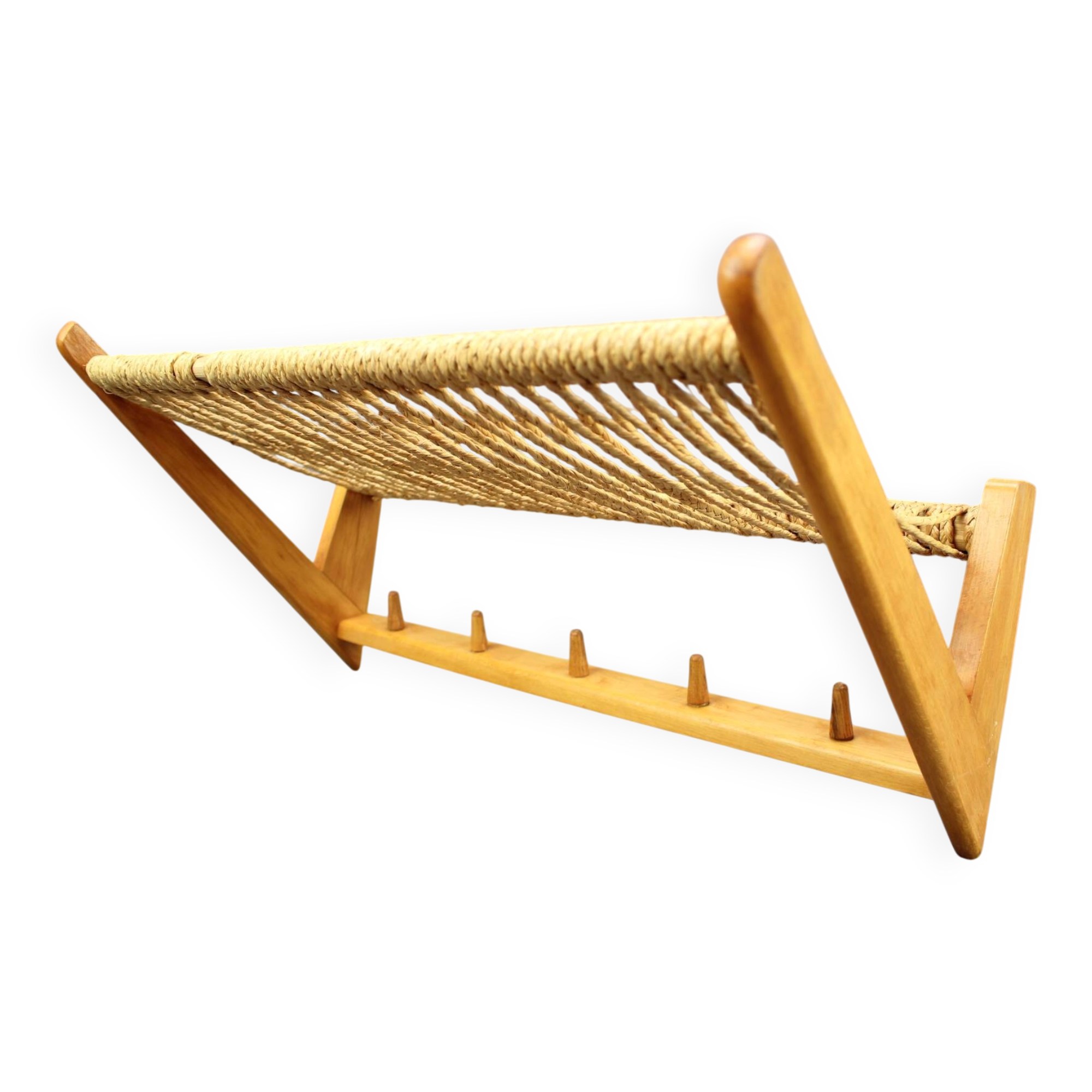 Mid-century coat rack and wall shelf, Czechoslovakia, 1950s