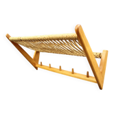 Mid-century coat rack and wall shelf, Czechoslovakia, 1950s