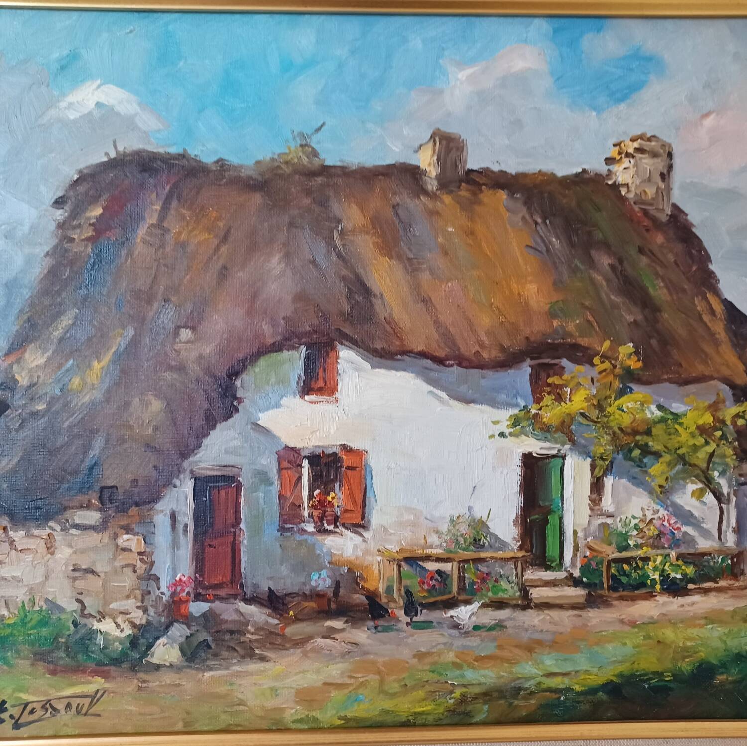 Oil painting on canvas "thatched cottage"
