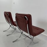 Set of Vintage Lounge Chairs in Chrome and Vinyl, 1970s