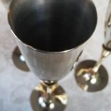 4 flûtes à champagne en laiton doré et argenté