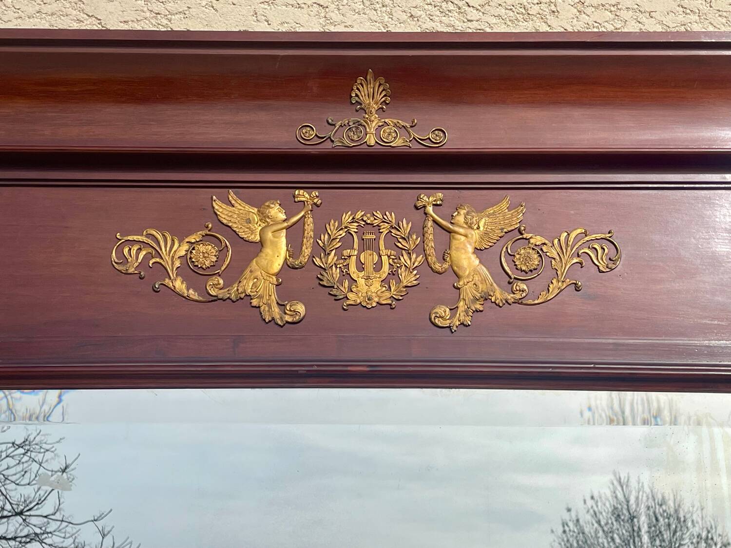 Large Empire Style Mahogany Mirror - H 2m33