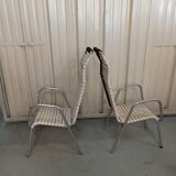 Paire de fauteuils aluminium années 50 60 lanières plastiques établissements Thonet