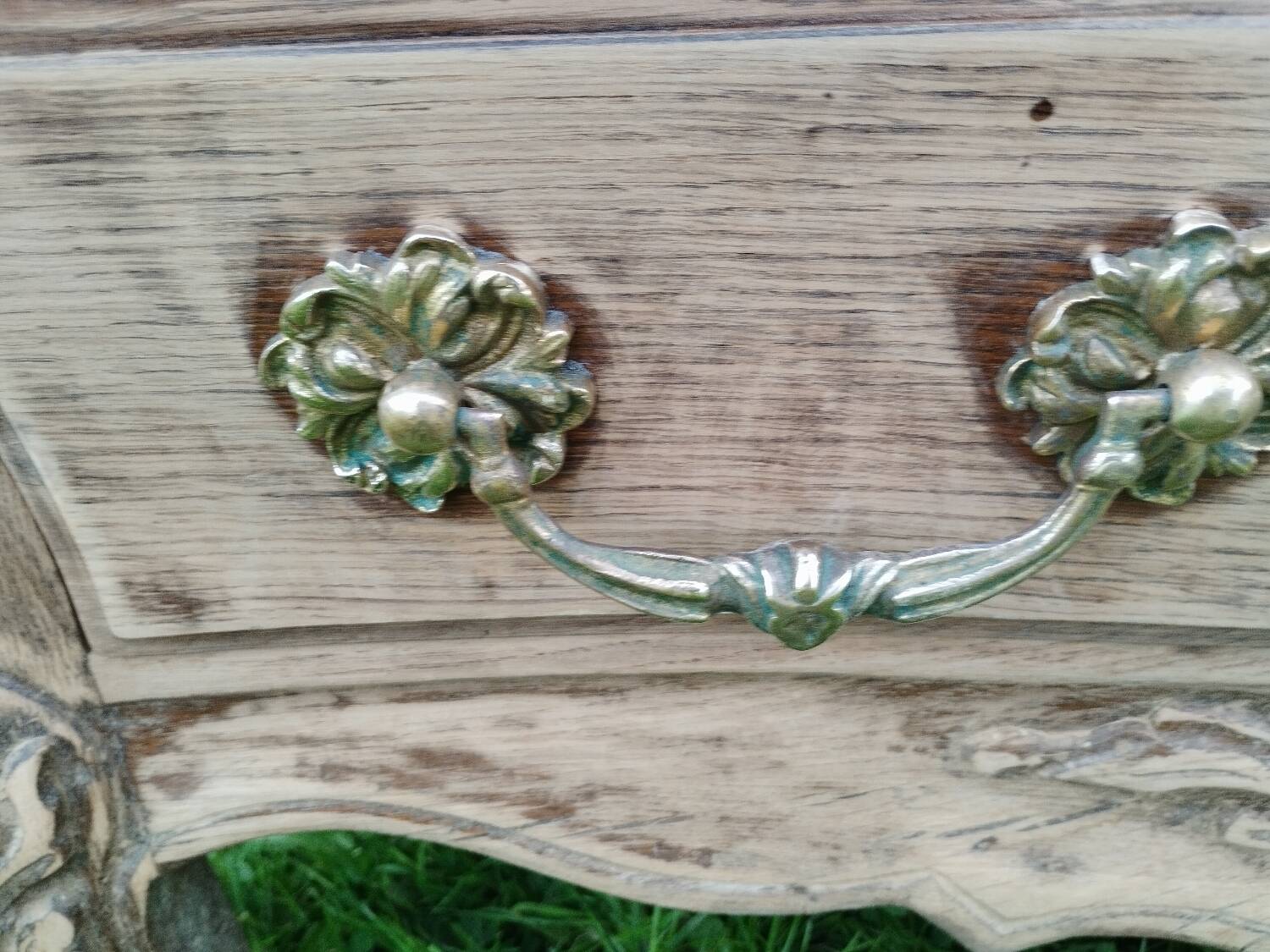 Antique Louis XVI style chest of drawers with wooden top