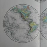 Old physical world map - 1893