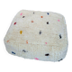 Housse de pouf carrée blanche à pois colorés