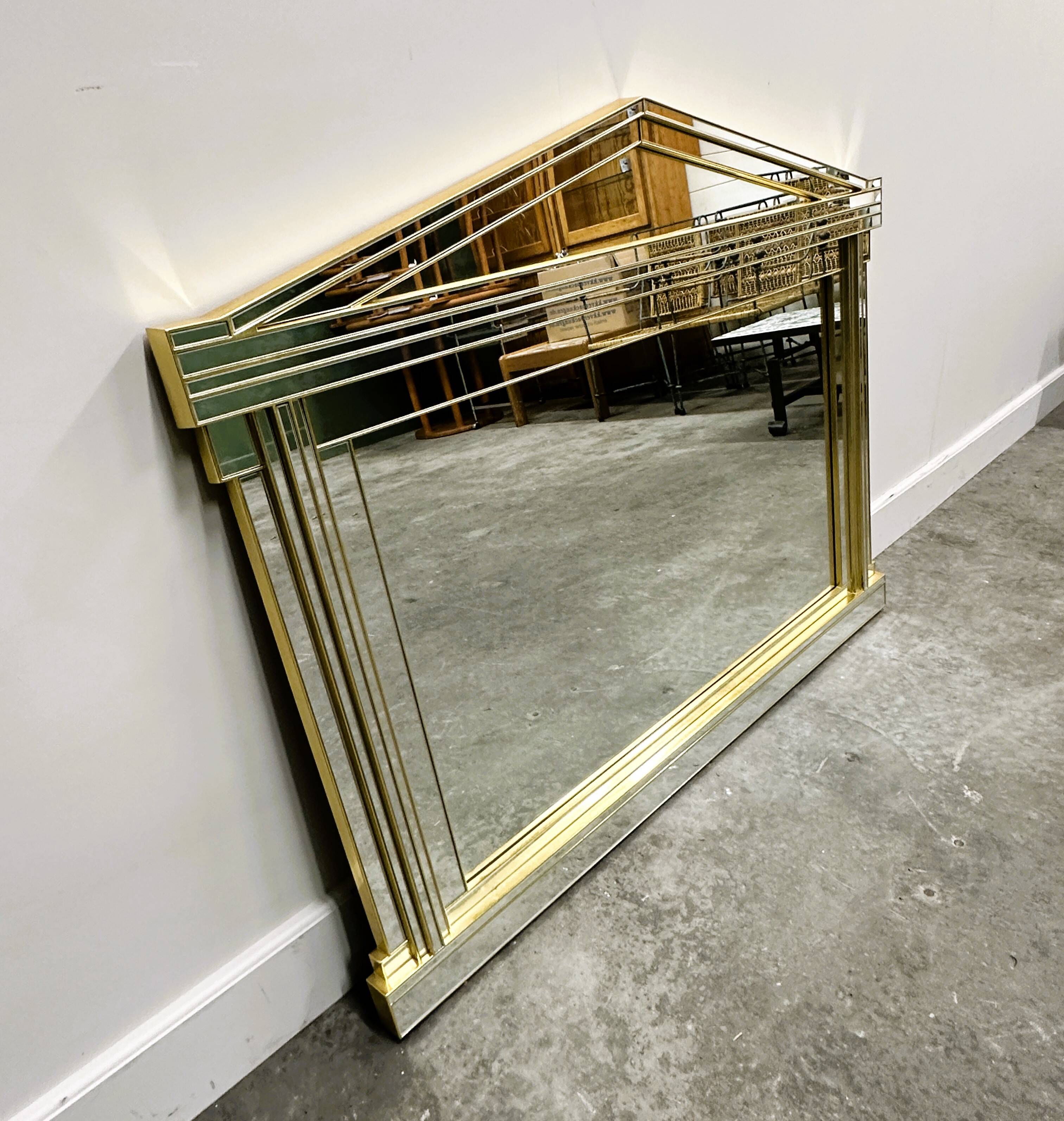 Large Vintage Horizontal Hollywood Regency Mirror by De Knudt, Belgium 1980