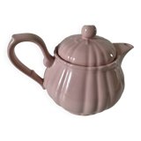 Vintage mid-century ribbed pink powder teapot by Salins.