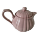 Vintage mid-century ribbed pink powder teapot by Salins.