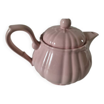 Vintage mid-century ribbed pink powder teapot by Salins.