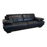 3-seater navy blue leather sofa by Natuzzi