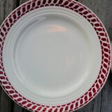 Lot of mismatched burgundy red plates