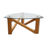 Vintage coffee table in wood and glass