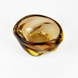 1960s organic modern form glass ashtray designed by M. Klinger, Železny Brod Sklo, Czechoslovakia