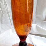 Orange bubble glass vase signed biot