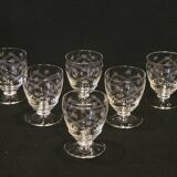 6 anciens verres à liqueur en cristal gravé ciselé art déco