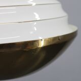 1950s Czechoslovak brass pendant with opaline glass diffuser