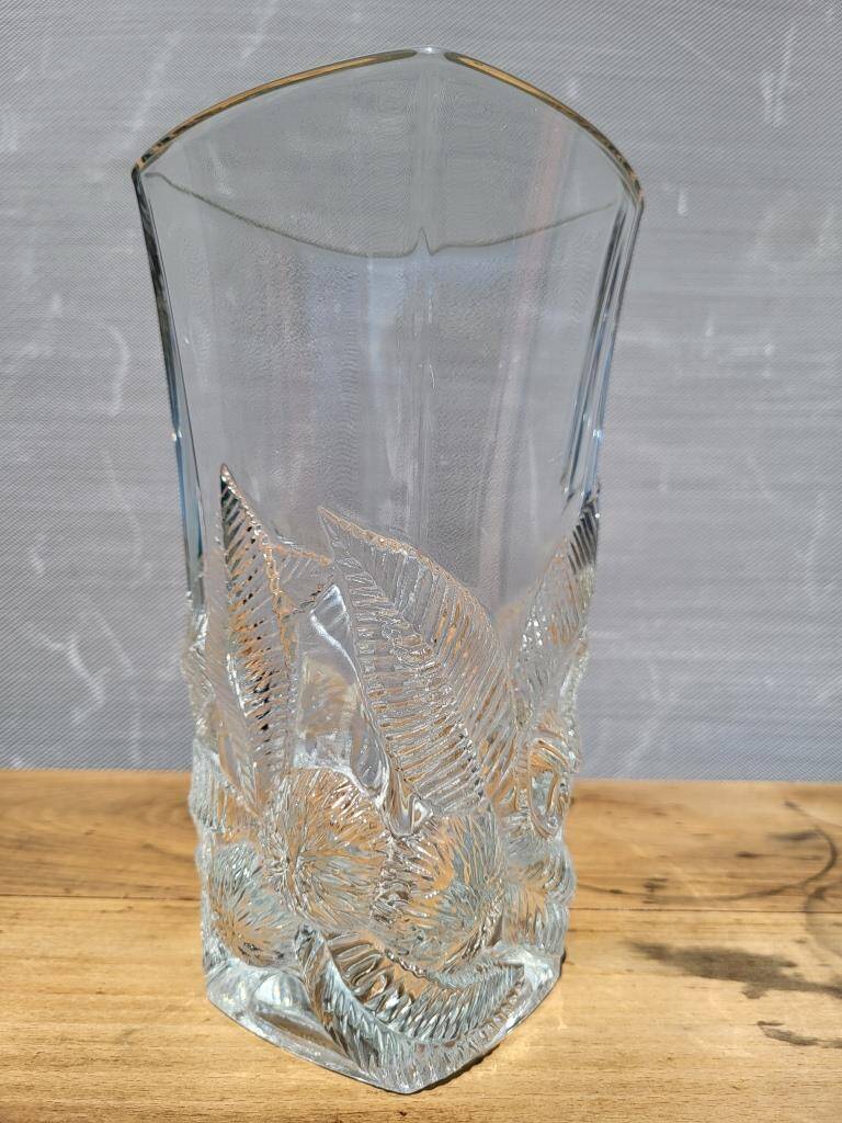 Vase floral feuillagé "Prévert" verre France