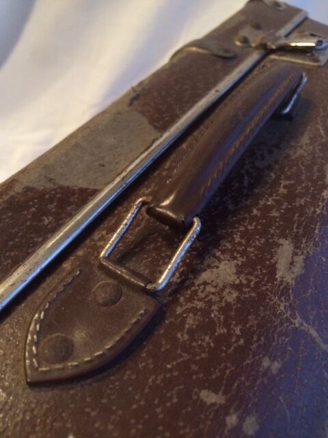 Small suitcase vintage wood and cardboard