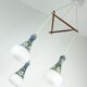Lampe suspendue danoise moderne d'une beauté exceptionnelle en teck, verre opalin, céramique, lampe suspendue à 3 lumières