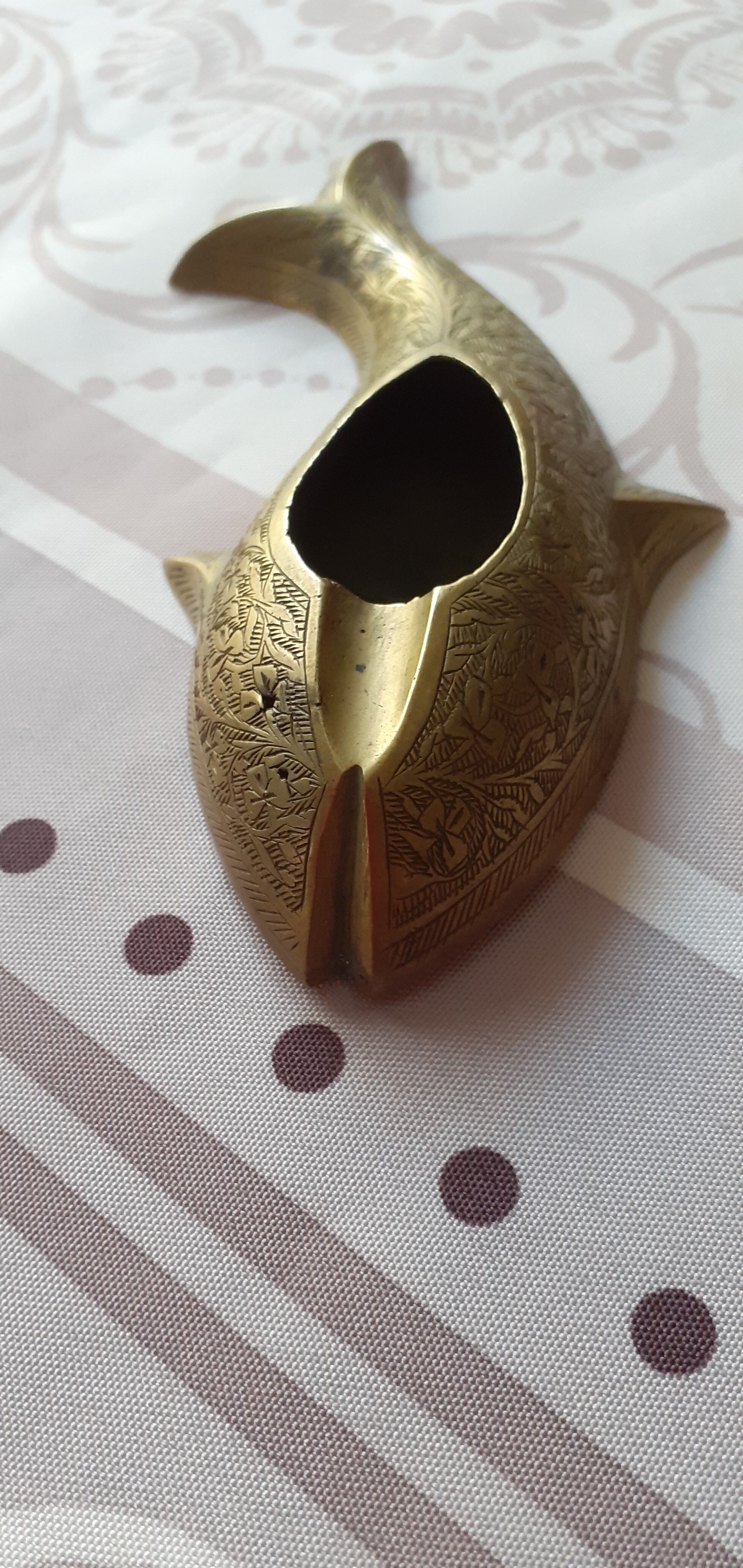 Old brass ashtray, fish shape