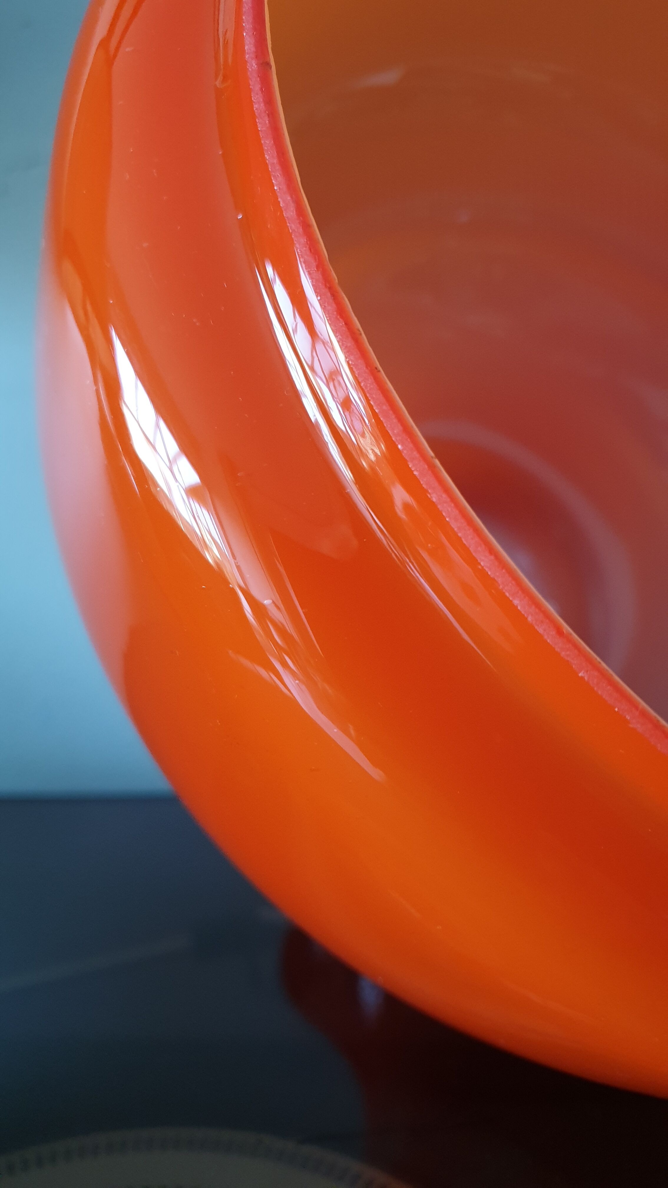 Abat jour vintage verre opaline orange 1970