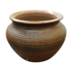 Old Vase SOULAINES DHUYS.  Signed ROYER.  Vase in Enamelled Sandstone.  Color Brown Beige Diameter at