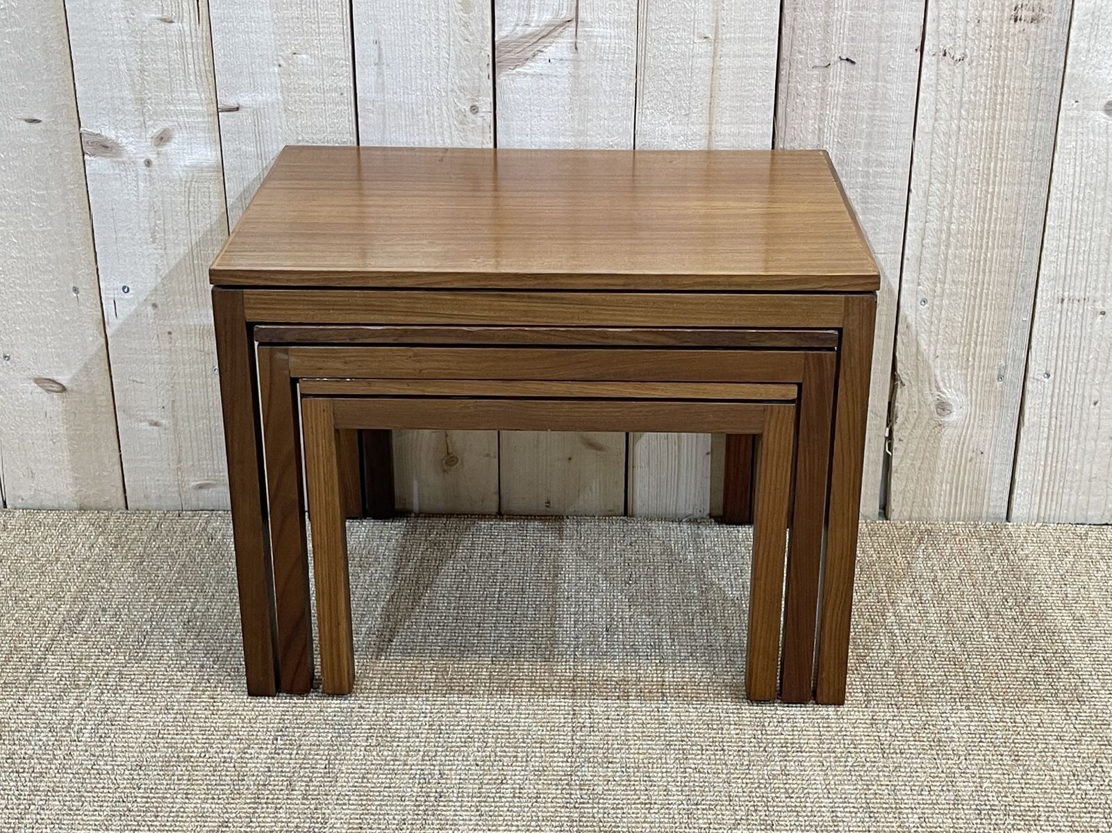 Suite of 3 teak pull-out tables from the 70s
