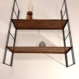 String metal shelf with wood effect