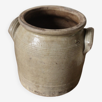 Glazed stoneware pot with two handles