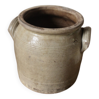 Glazed stoneware pot with two handles