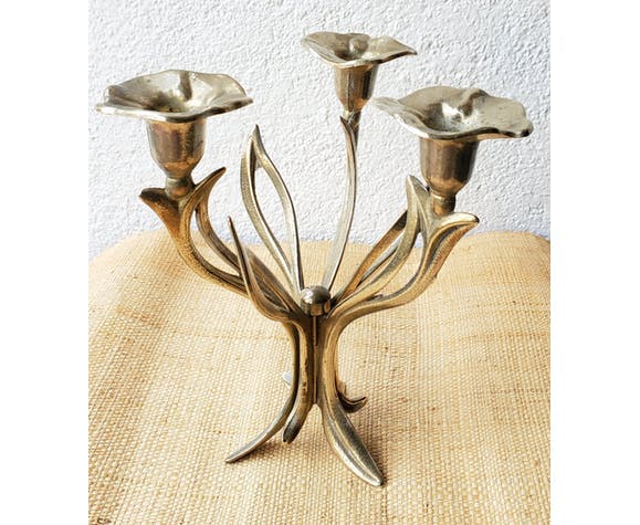 Three branched brass chandelier