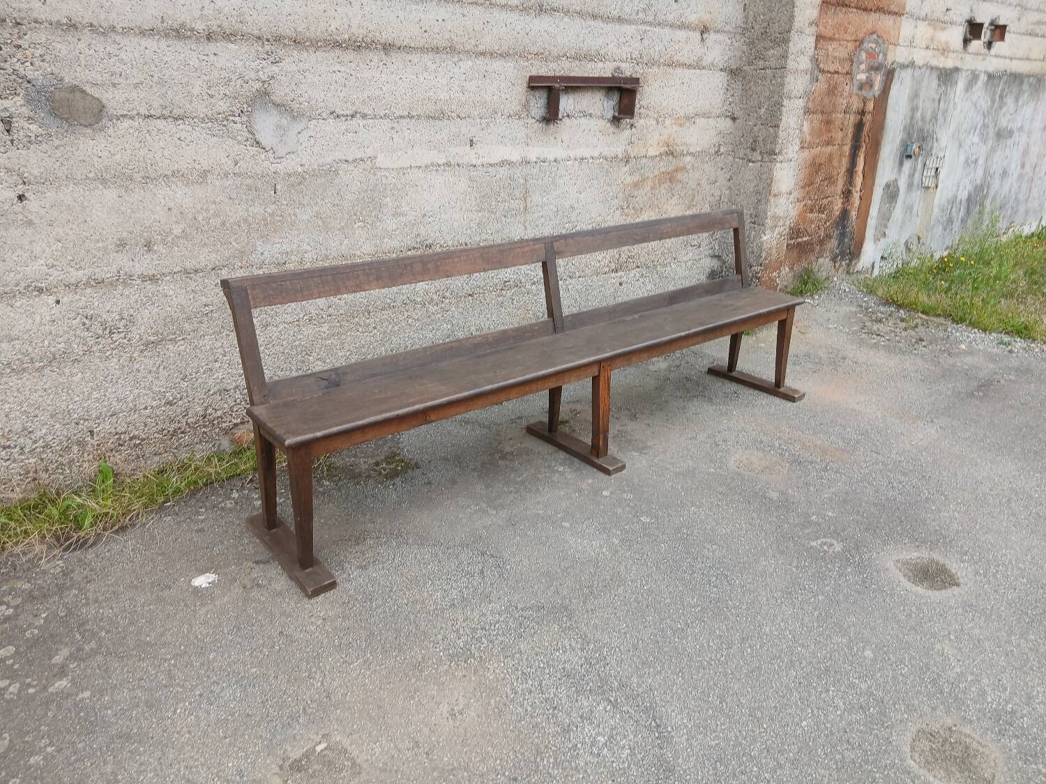 19th century oak church pew, 257 cm
