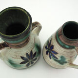 2 small ceramic vases, hand painted floral motifs, ESR Sawa foreign - West Germany 60